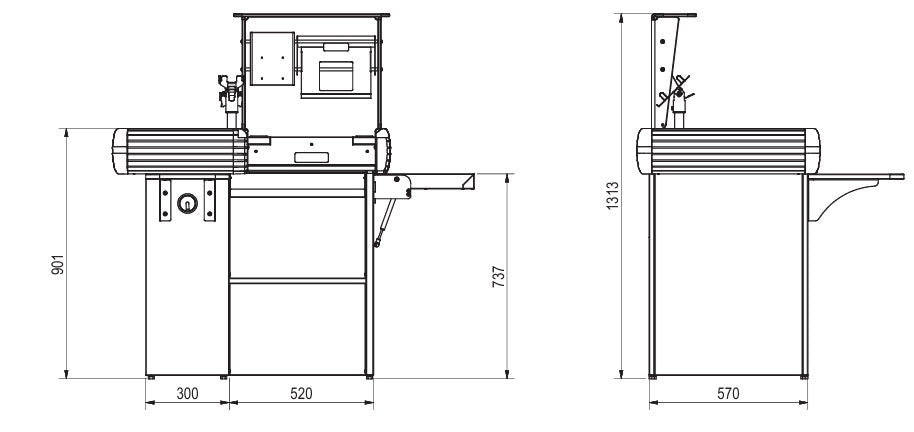 Caisse de sortie sans tapis roulant 1300