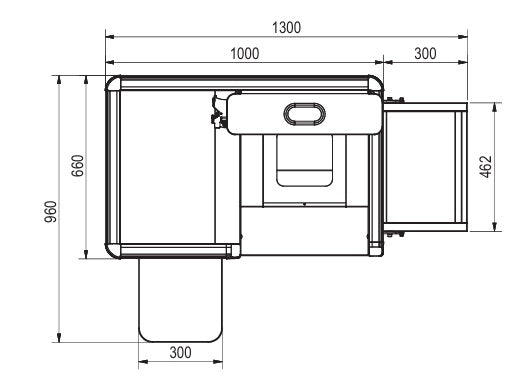 Caisse de sortie sans tapis roulant 1300
