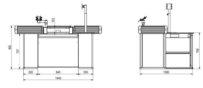 Caisse de sortie sans tapis roulant